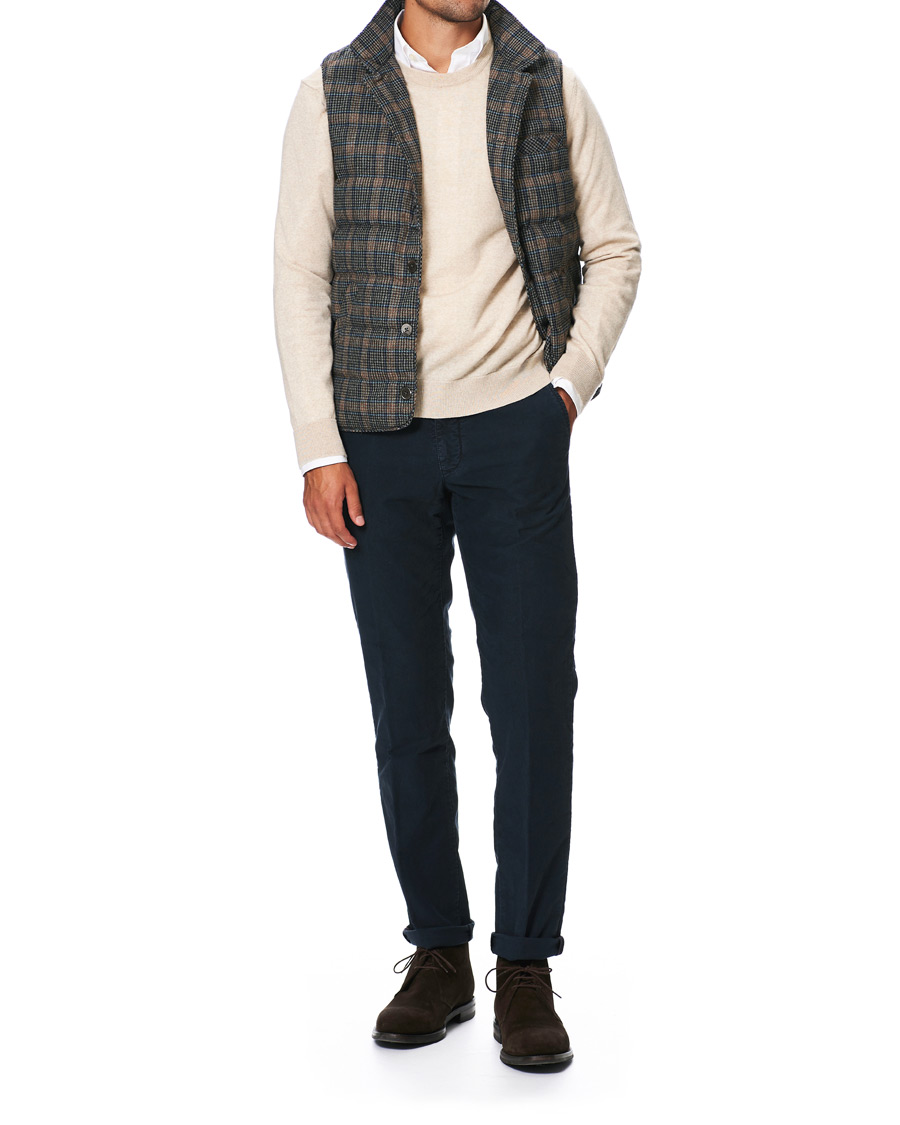 Herre | Jakker | Stenströms | Quilted Check Wool Vest Navy