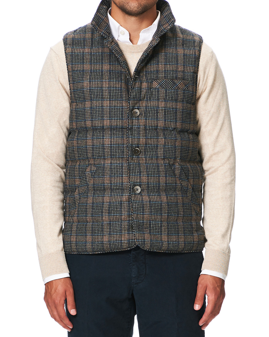 Herre | Jakker | Stenströms | Quilted Check Wool Vest Navy