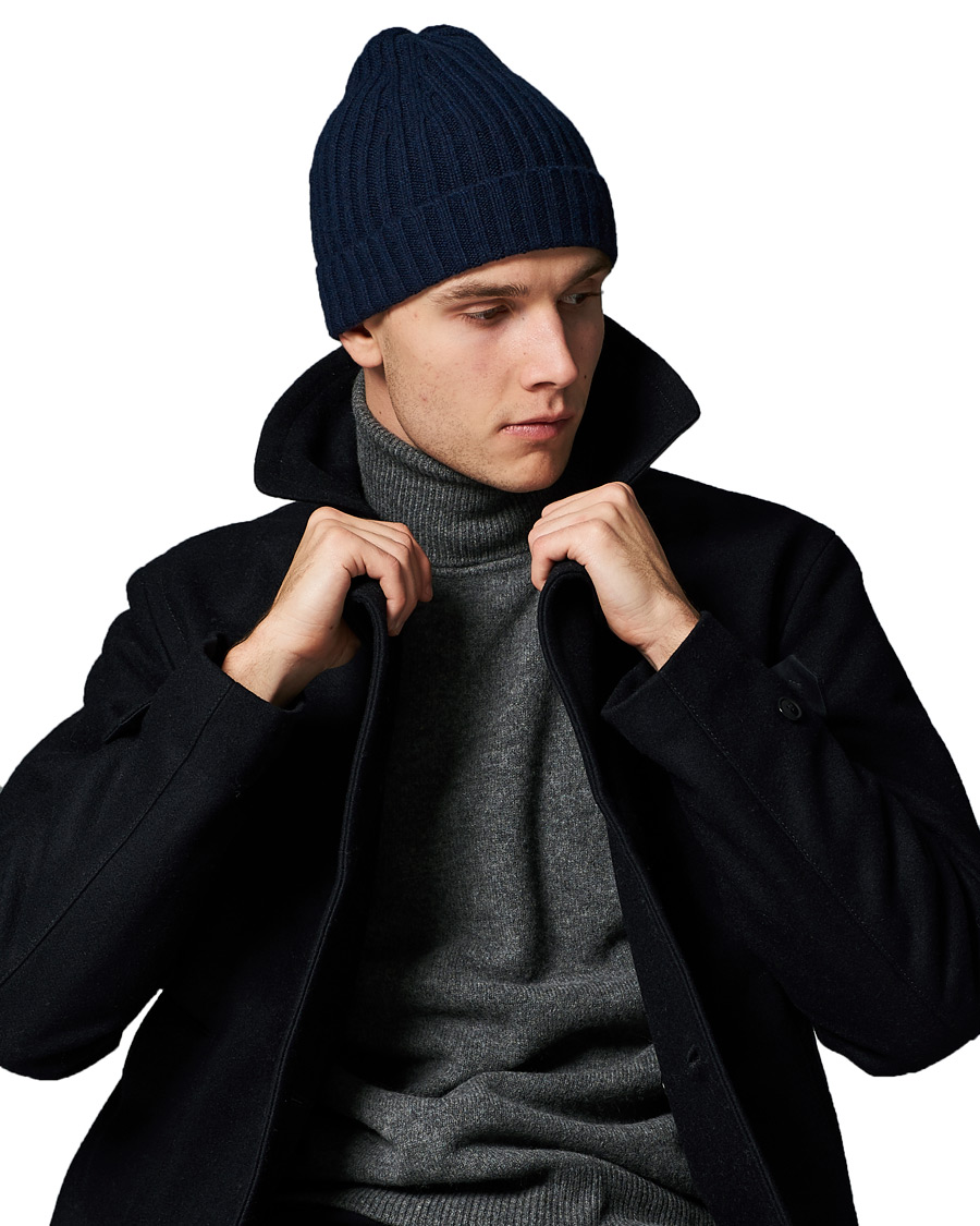 Herre | Stenströms Ribbed Cashmere Hat Navy | Stenströms | Ribbed Cashmere Hat Navy