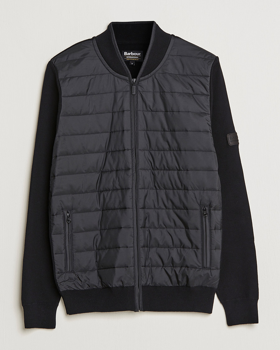 Barbour International Baffle Zip Through Sweater Black hos CareOfCarl.no