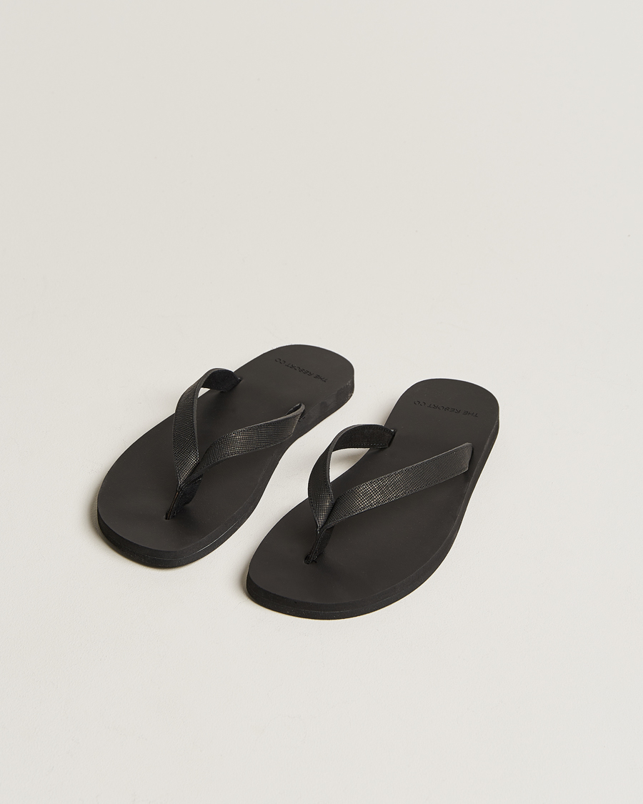Herre |  | The Resort Co | Saffiano Leather Flip-Flop Black