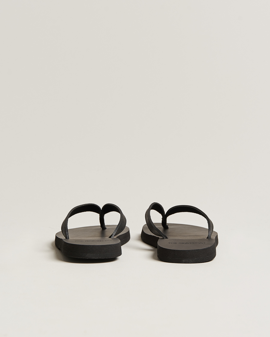 Herre | Sandaler og tøfler | The Resort Co | Saffiano Leather Flip-Flop Black/Black