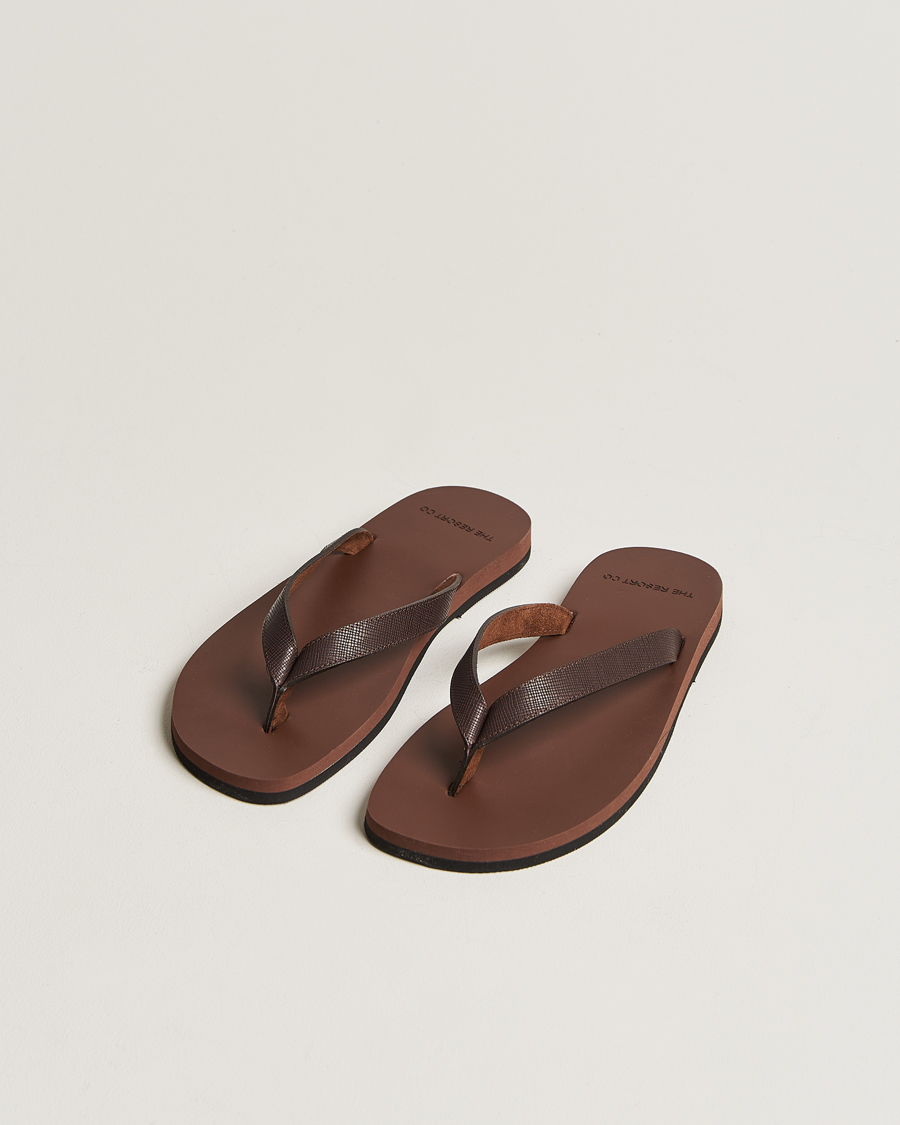 Herre |  | The Resort Co | Saffiano Leather Flip-Flop Brown