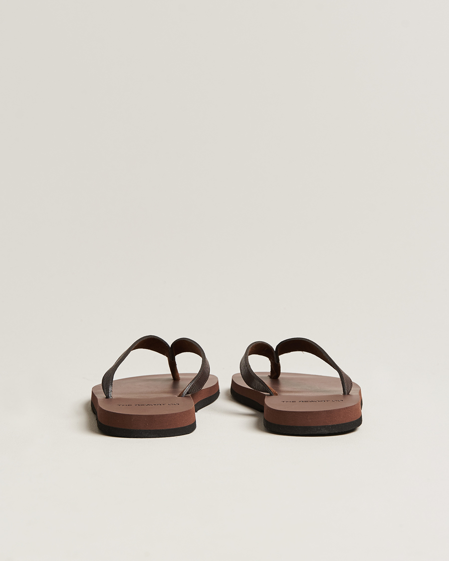 Herre | Sandaler og tøfler | The Resort Co | Saffiano Leather Flip-Flop Brown/Brown