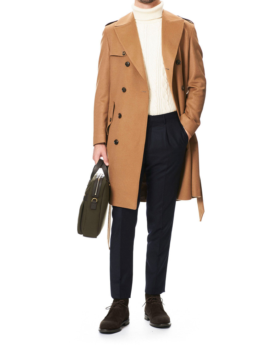 Herre | Jakker | Piacenza Cashmere | Pure Cashmere Belted Coat Natural Brown