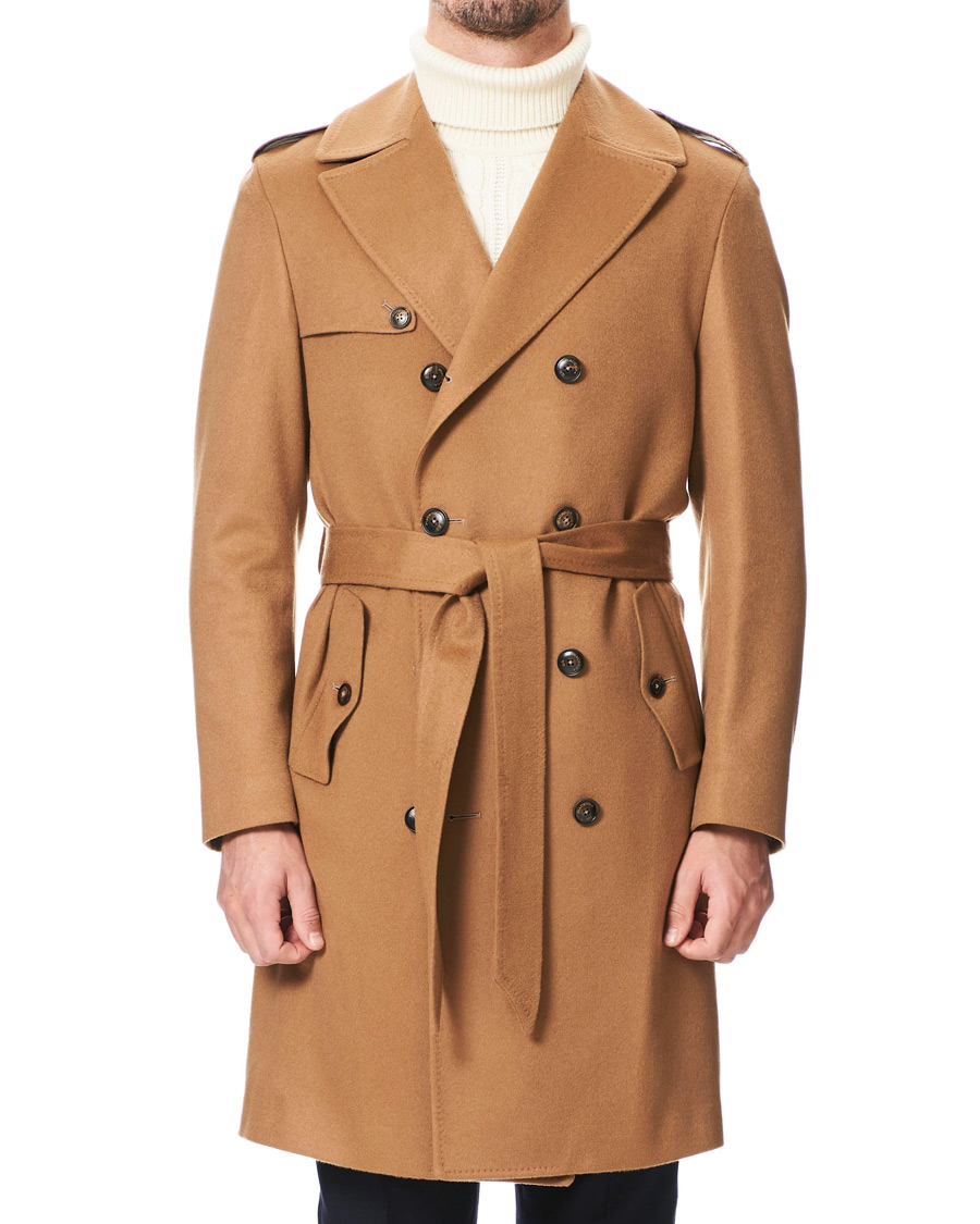 Herre | Jakker | Piacenza Cashmere | Pure Cashmere Belted Coat Natural Brown