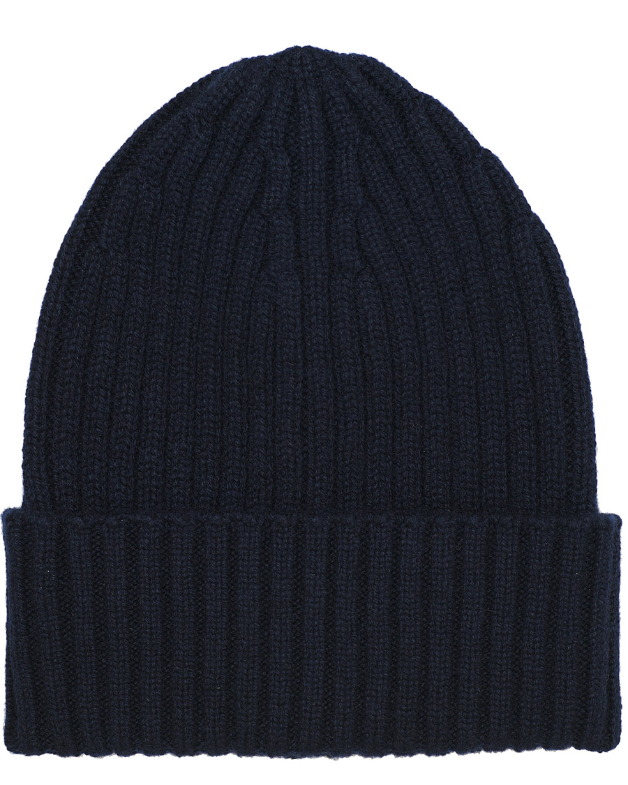 Herre | Piacenza Cashmere Ribbed Cashmere Beanie Navy | Piacenza Cashmere | Ribbed Cashmere Beanie Navy