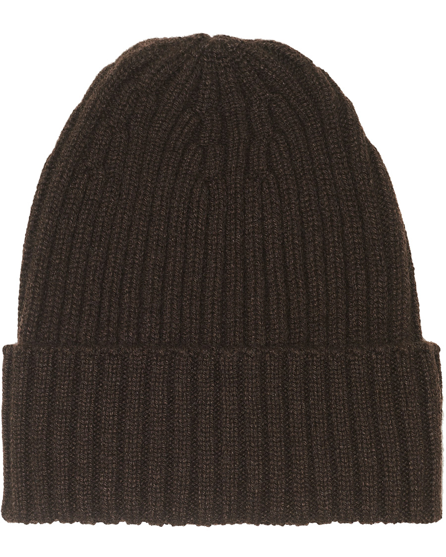 Herre | Piacenza Cashmere Ribbed Cashmere Beanie Dark Brown | Piacenza Cashmere | Ribbed Cashmere Beanie Dark Brown