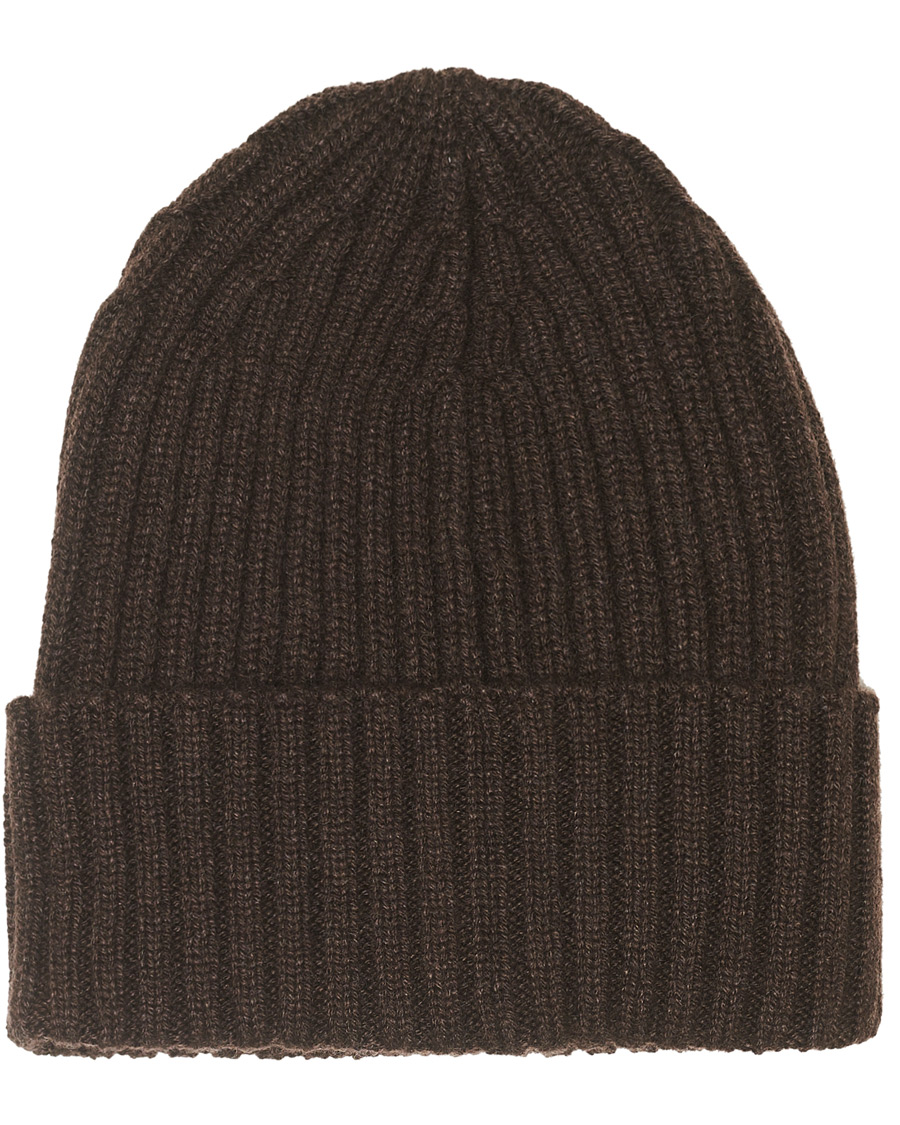 Herre | Piacenza Cashmere Ribbed Cashmere Beanie Dark Brown | Piacenza Cashmere | Ribbed Cashmere Beanie Dark Brown