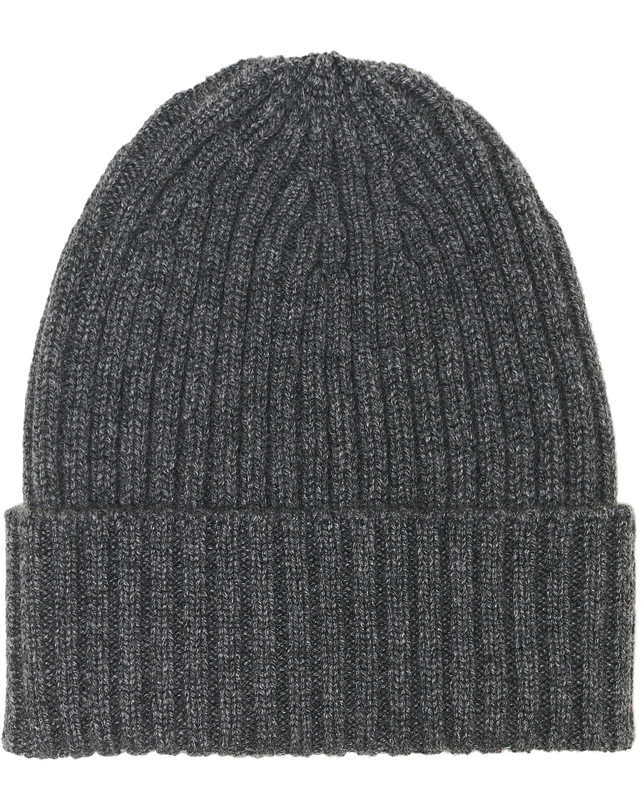 Herre | Piacenza Cashmere Ribbed Cashmere Beanie Grey Melange | Piacenza Cashmere | Ribbed Cashmere Beanie Grey Melange