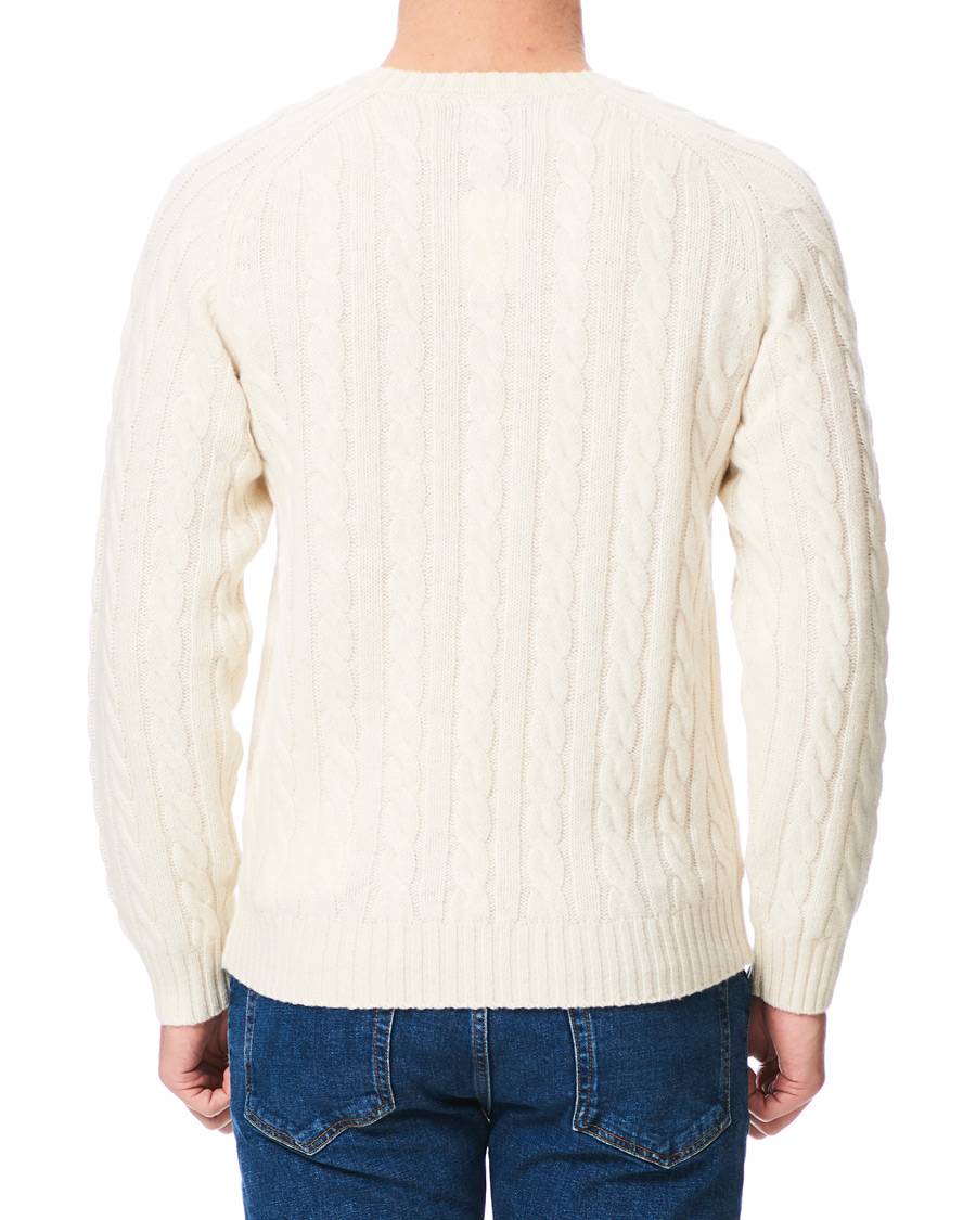 Herre | Gensere | BEAMS PLUS | Crew Neck Cable Sweater White