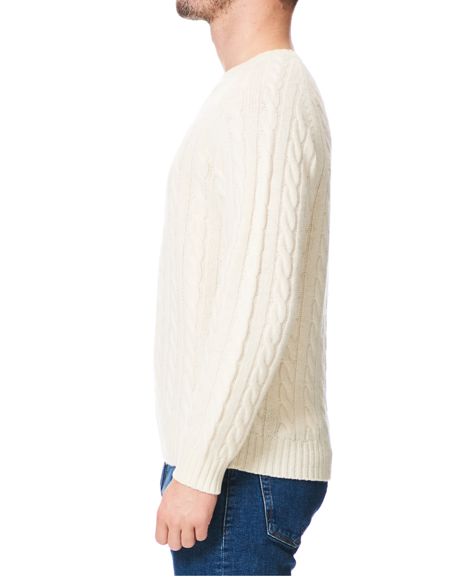 Herre | Gensere | BEAMS PLUS | Crew Neck Cable Sweater White