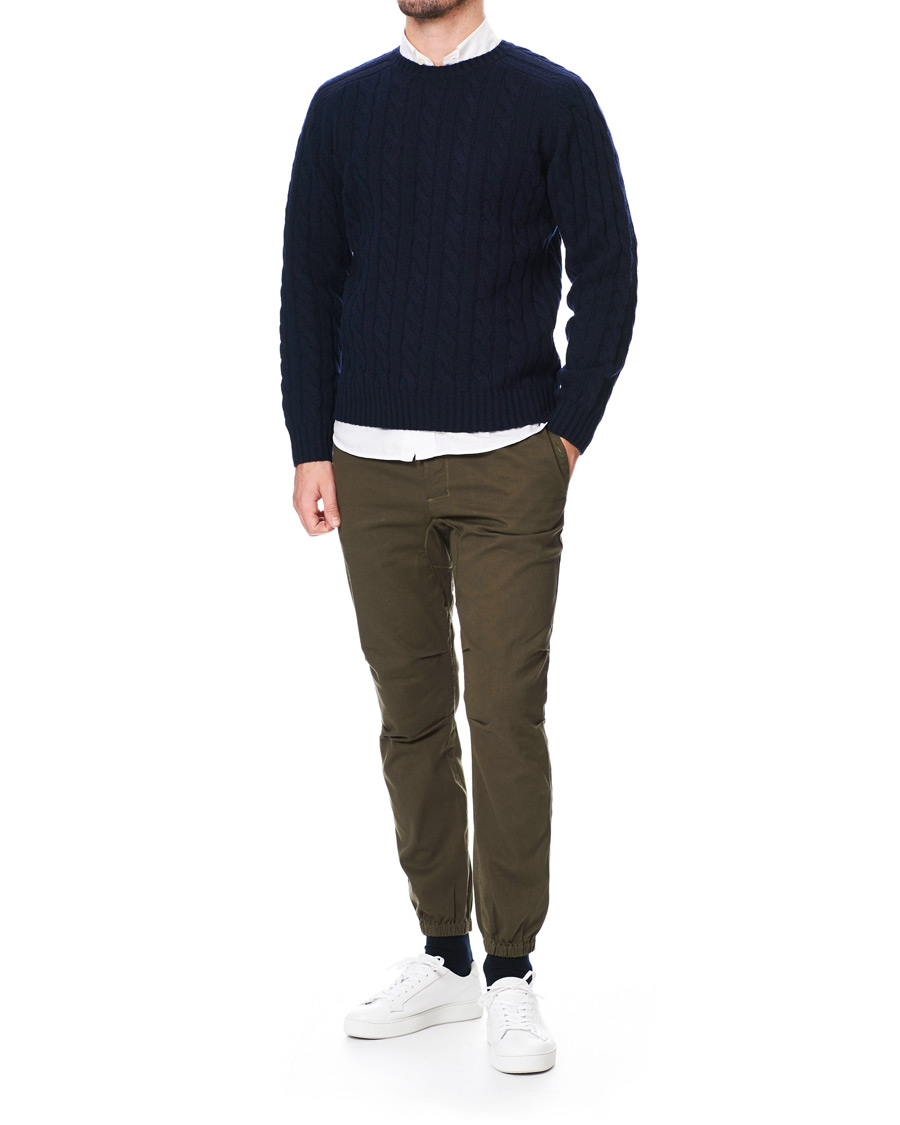 Herre | Gensere | BEAMS PLUS | Crew Neck Cable Sweater Navy