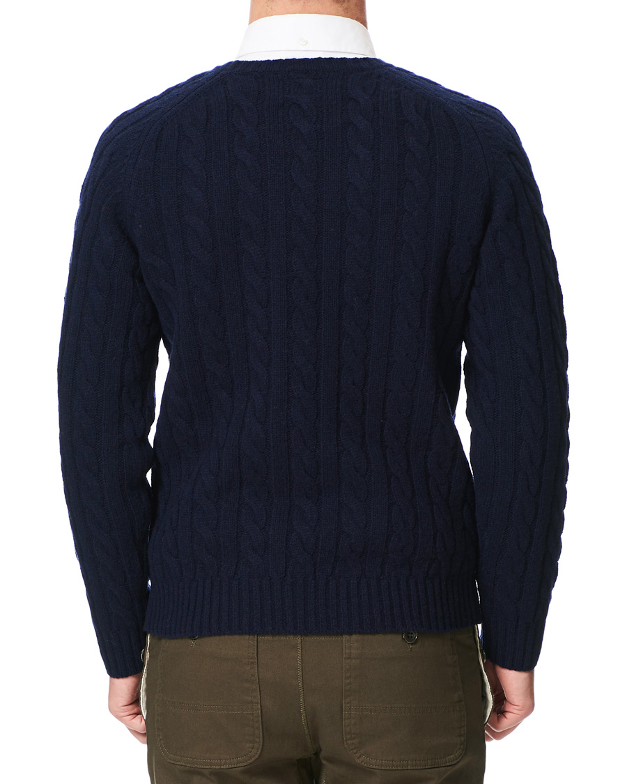 Herre | Gensere | BEAMS PLUS | Crew Neck Cable Sweater Navy