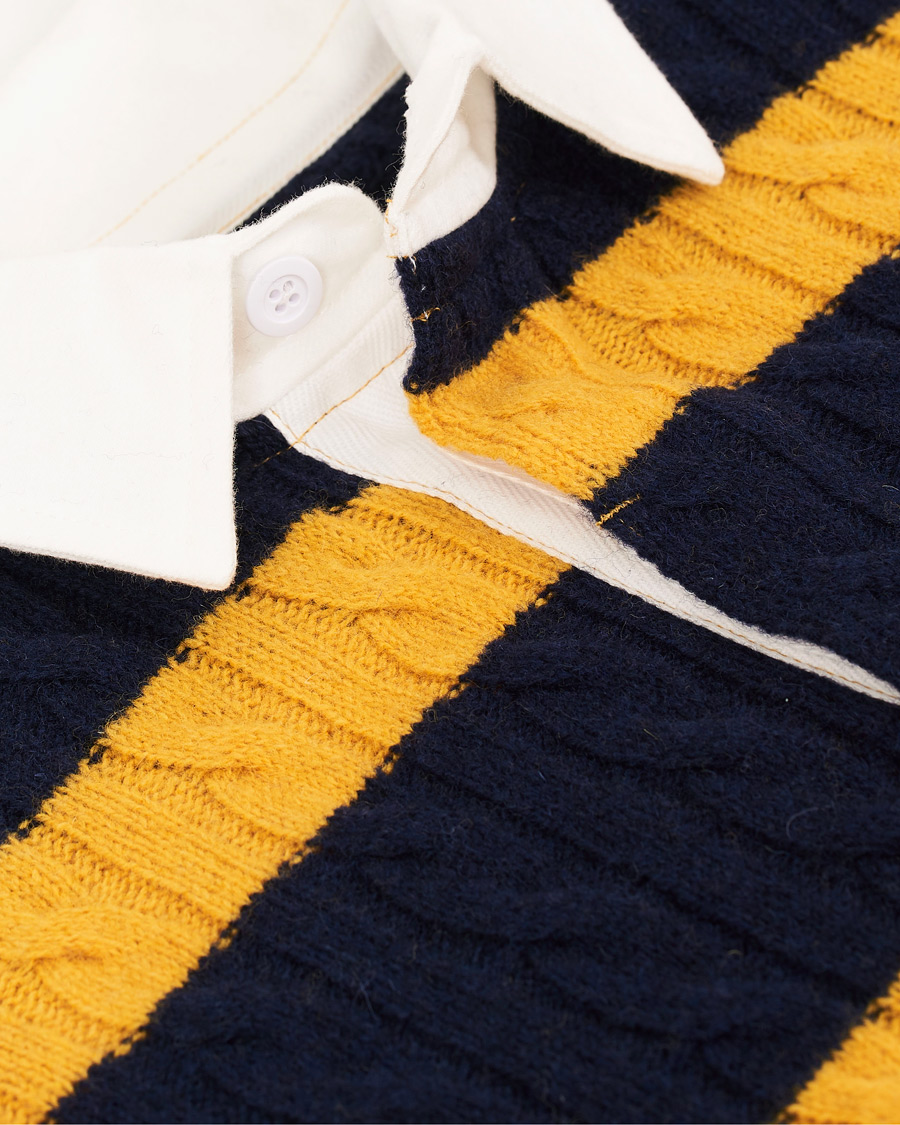 Herre | Gensere | BEAMS PLUS | Knitted Cable Rugger Navy/Yellow