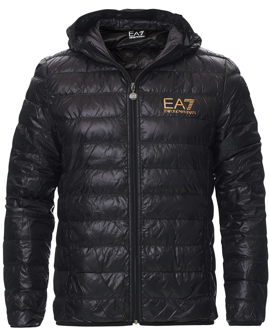 Herre | Jakker | EA7 | Train Core Light Down Hoodie Jacket Black/Gold