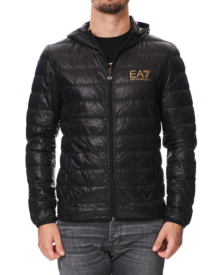 Herre | Jakker | EA7 | Train Core Light Down Hoodie Jacket Black/Gold