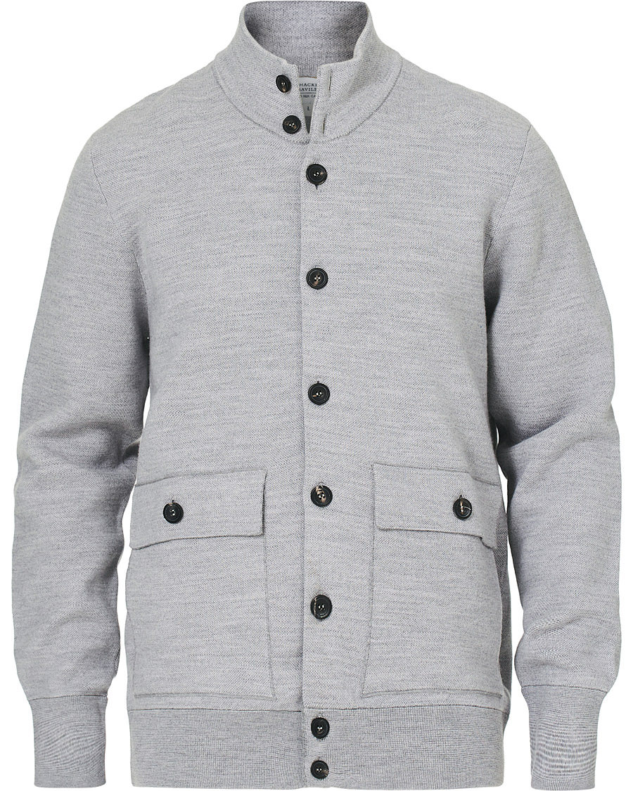 Herre | Gensere | 14 Savile Row | Silk/Cashmere/Wool Cardigan Pale Grey