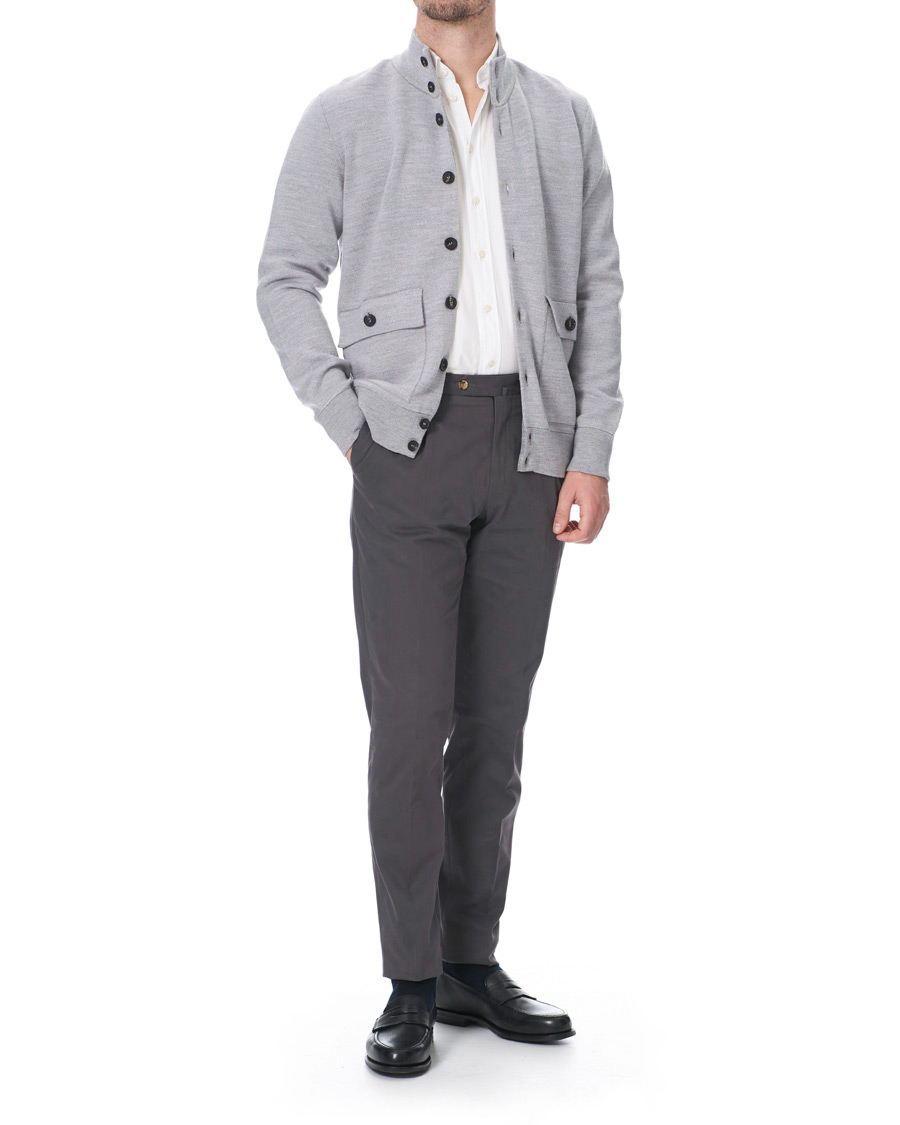 Herre | Gensere | 14 Savile Row | Silk/Cashmere/Wool Cardigan Pale Grey