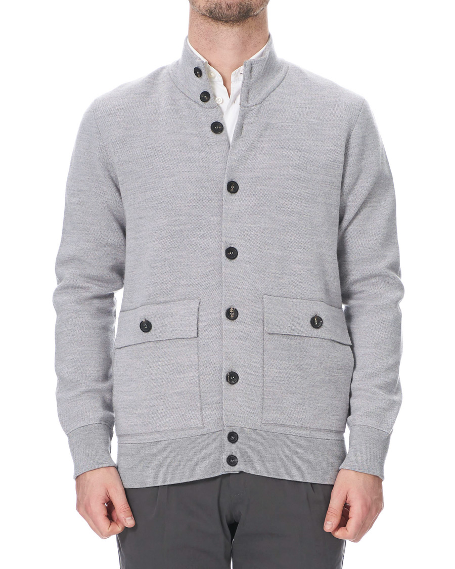 Herre | Gensere | 14 Savile Row | Silk/Cashmere/Wool Cardigan Pale Grey