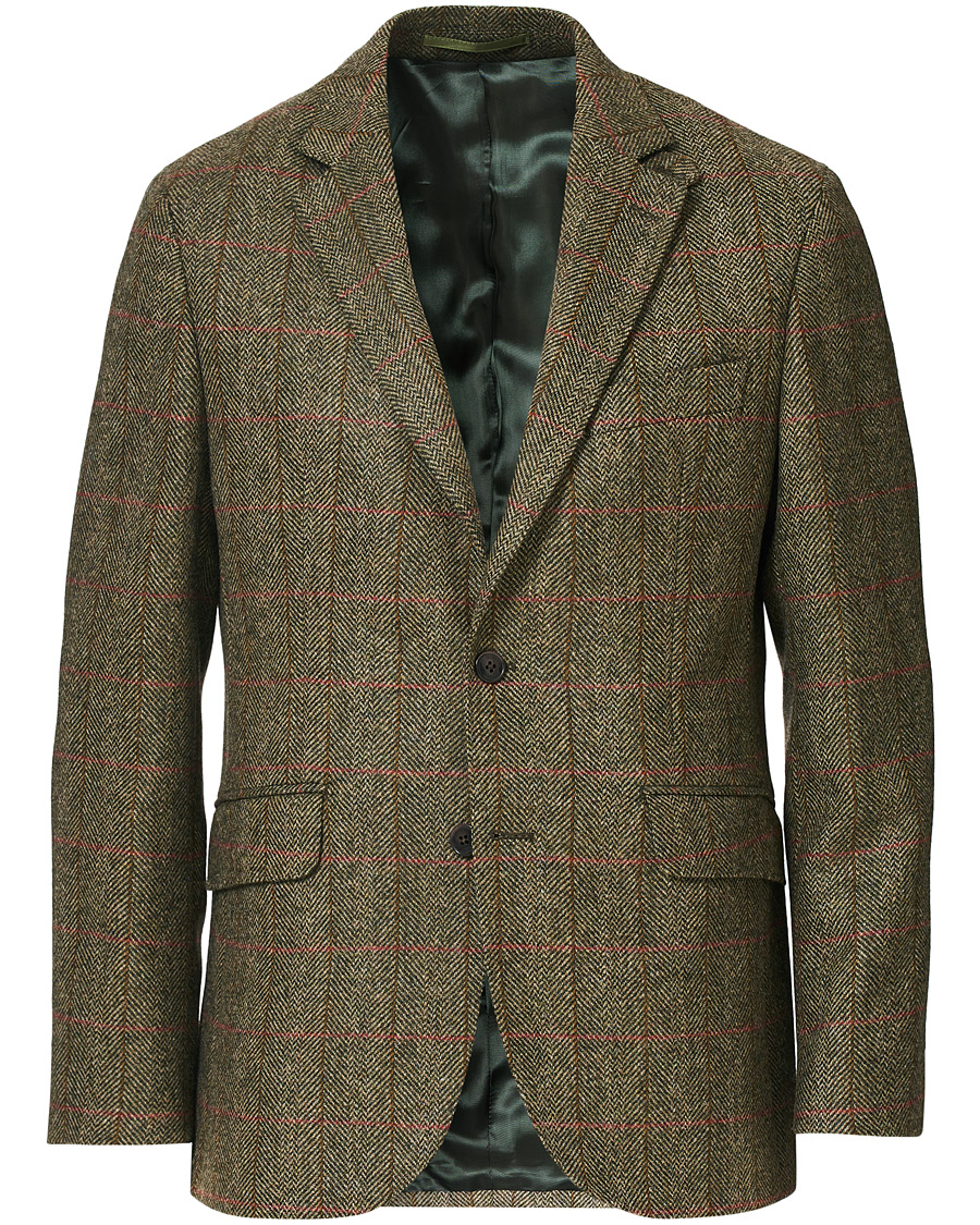 Herre | Dressjakker | Hackett | Herringbone Checked Tweed Blazer Green