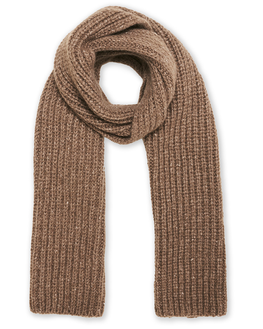 Herre | Johnstons of Elgin Heavy Knitted Cashmere Scarf Otter Mix | Johnstons of Elgin | Heavy Knitted Cashmere Scarf Otter Mix