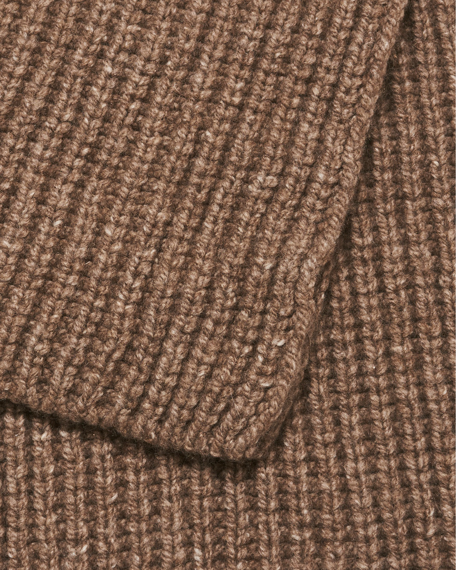 Herre | Johnstons of Elgin Heavy Knitted Cashmere Scarf Otter Mix | Johnstons of Elgin | Heavy Knitted Cashmere Scarf Otter Mix