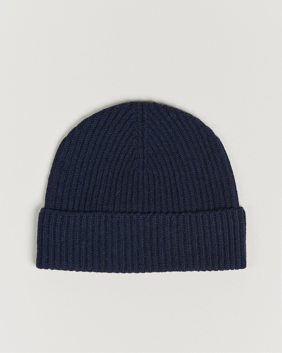 Herre | Johnstons of Elgin Cashmere Ribbed Hat Navy | Johnstons of Elgin | Cashmere Ribbed Hat Navy