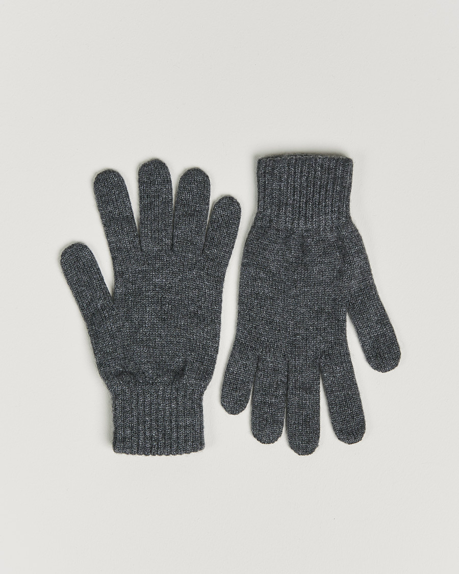 Herre | Johnstons of Elgin Knitted Cashmere Gloves Dark Granite | Johnstons of Elgin | Knitted Cashmere Gloves Dark Granite