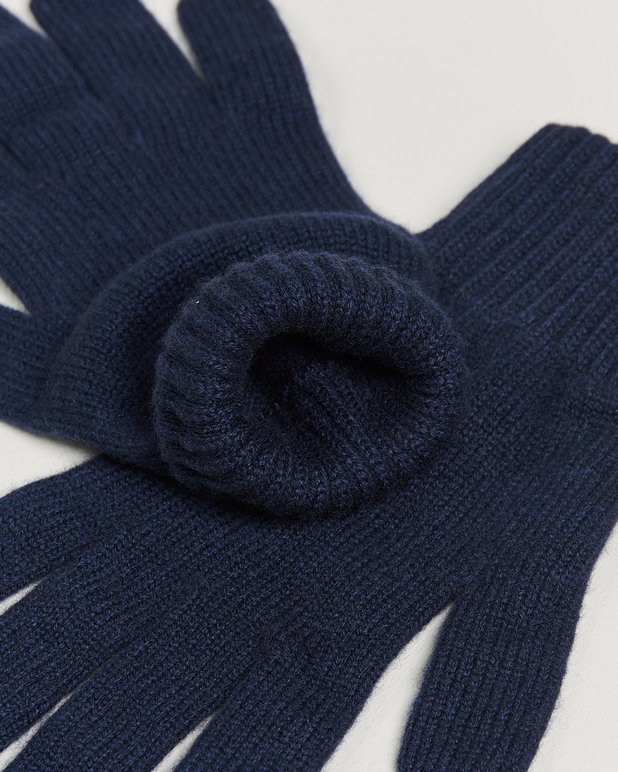 Herre | Johnstons of Elgin Knitted Cashmere Gloves Navy | Johnstons of Elgin | Knitted Cashmere Gloves Navy