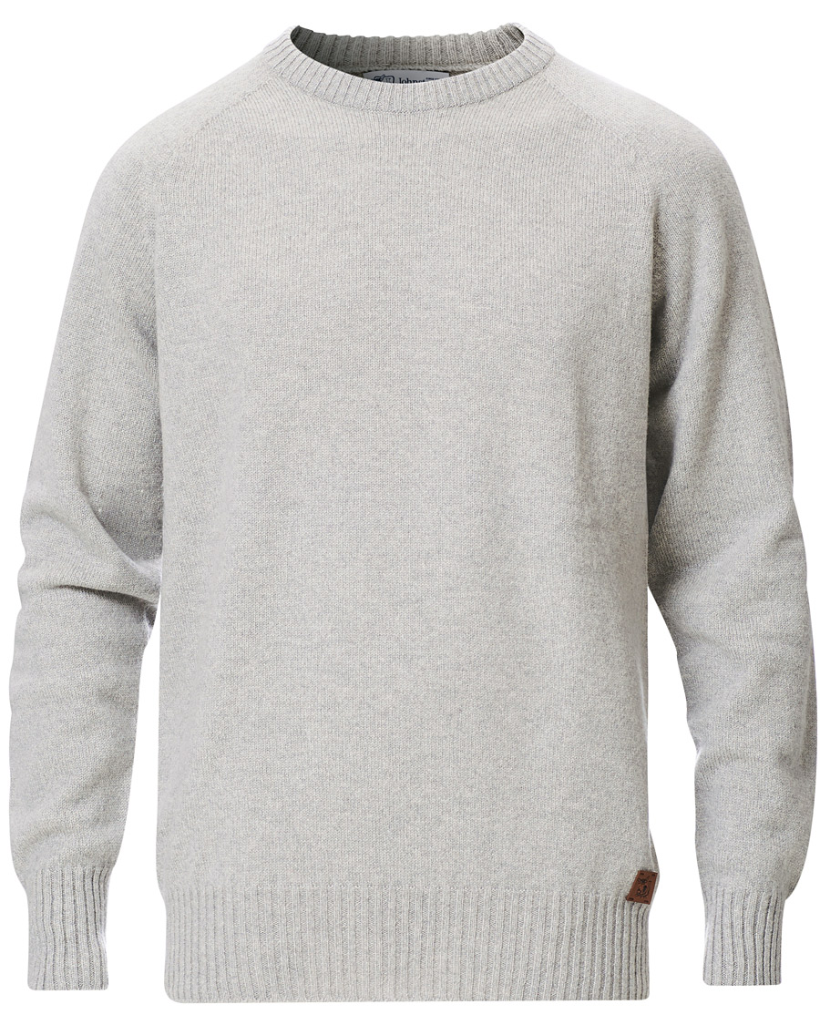 Herre | Gensere | Johnstons of Elgin | Knitted Wool/Cashmere Raglan Crew Neck Silver Grey