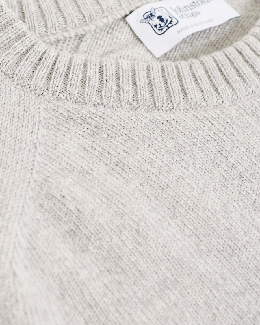 Herre | Gensere | Johnstons of Elgin | Knitted Wool/Cashmere Raglan Crew Neck Silver Grey