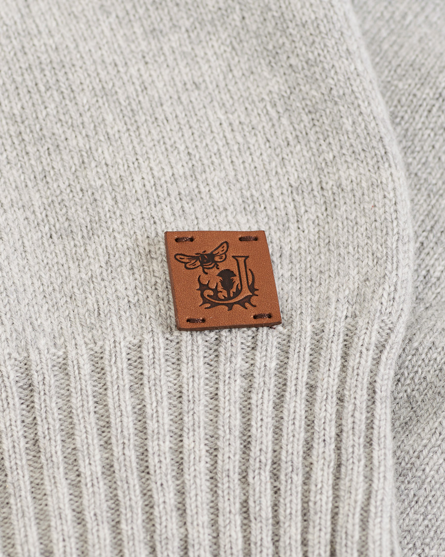 Herre | Gensere | Johnstons of Elgin | Knitted Wool/Cashmere Raglan Crew Neck Silver Grey