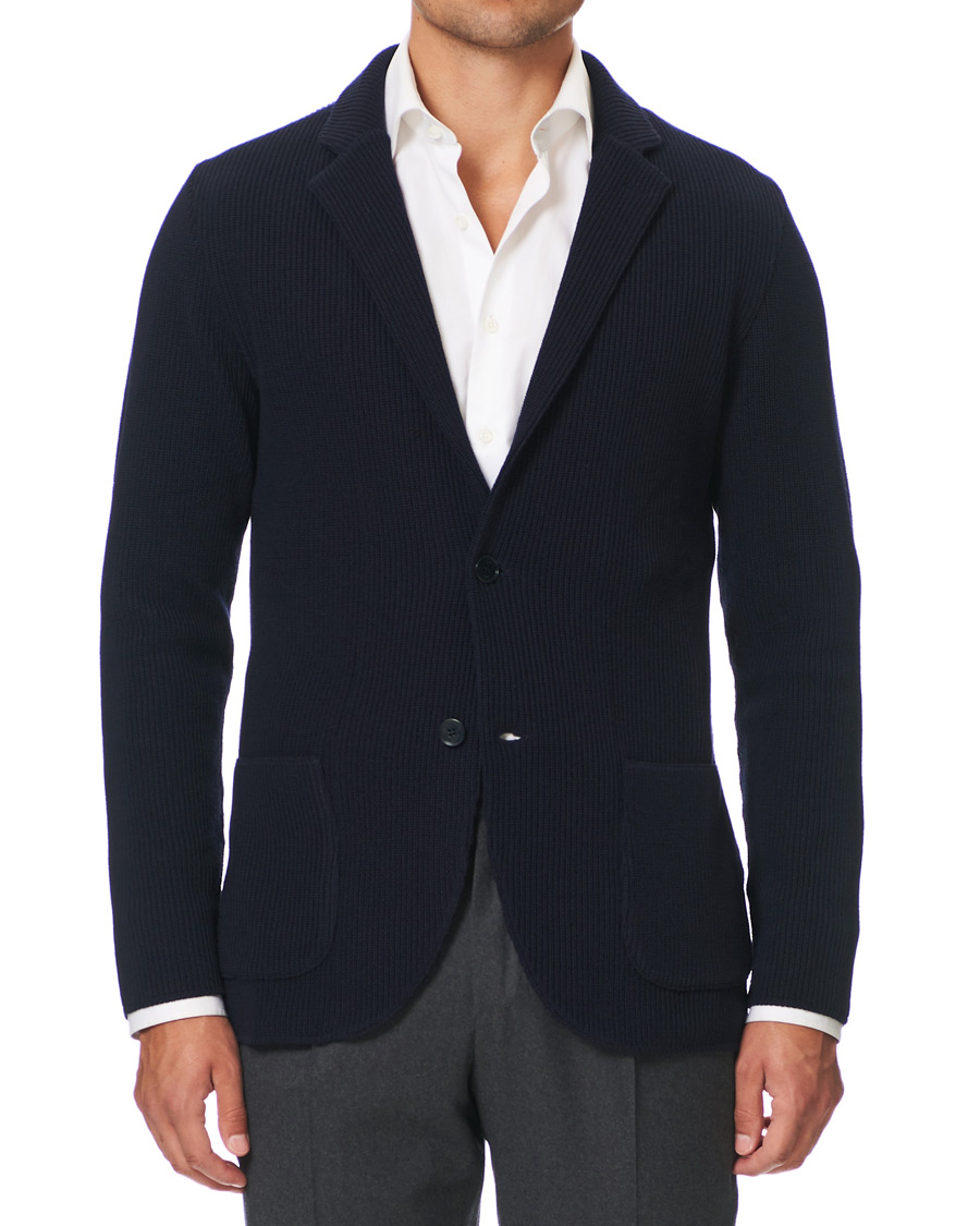 Herre | Dressjakker | Lardini | Knitted Wool Blazer Navy