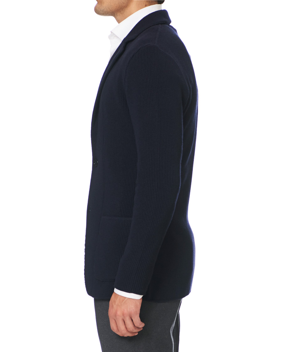 Herre | Dressjakker | Lardini | Knitted Wool Blazer Navy