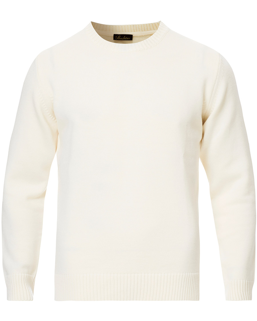 Herre | Gensere | Stenströms | Heavy Knitted Merino Crew Neck Cream