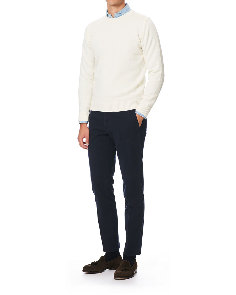 Herre | Gensere | Stenströms | Heavy Knitted Merino Crew Neck Cream