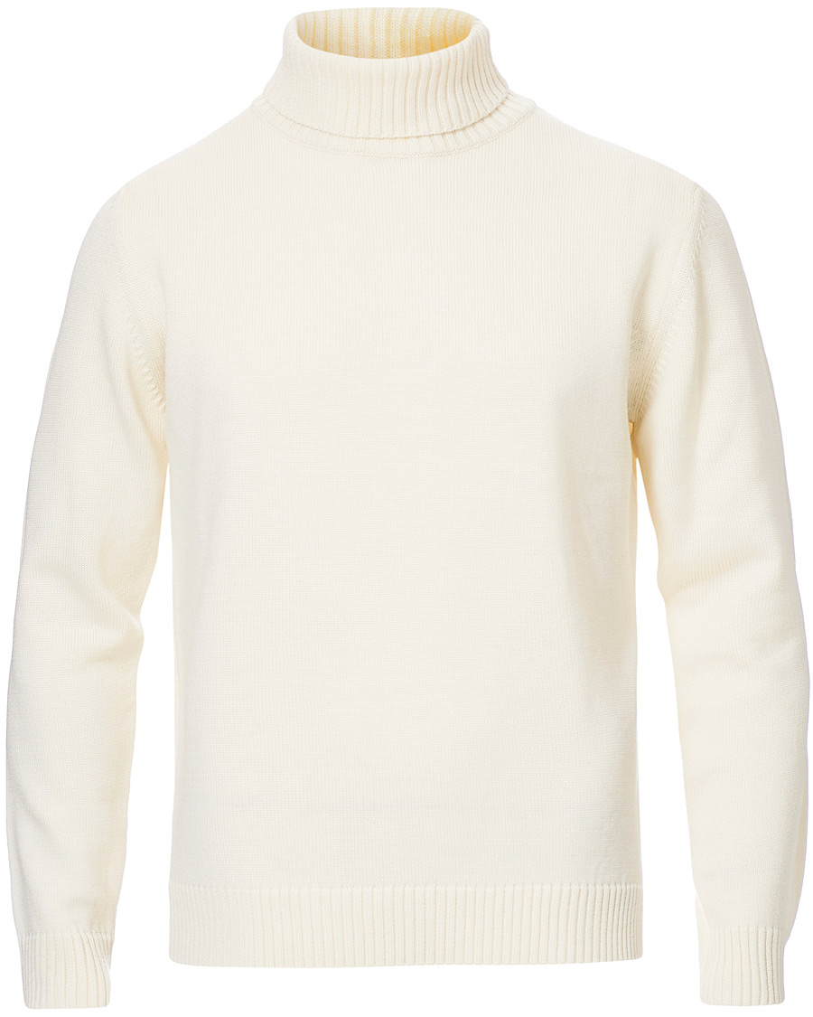 Herre | Gensere | Stenströms | Heavy Knitted Merino Rollneck Cream