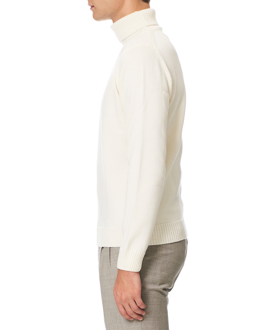 Herre | Gensere | Stenströms | Heavy Knitted Merino Rollneck Cream