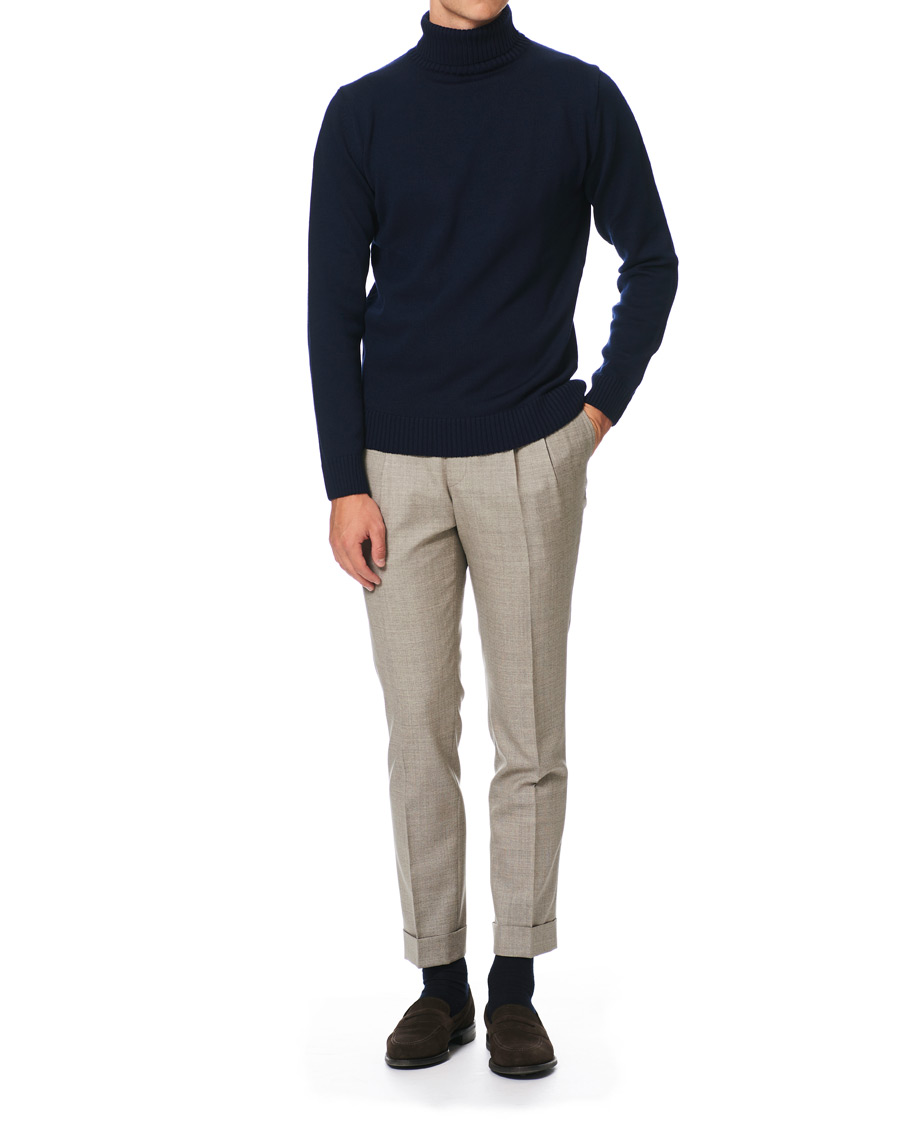 Herre | Gensere | Stenströms | Heavy Knitted Merino Rollneck Navy