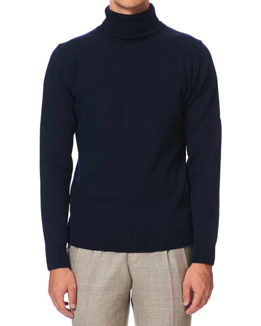 Herre | Gensere | Stenströms | Heavy Knitted Merino Rollneck Navy