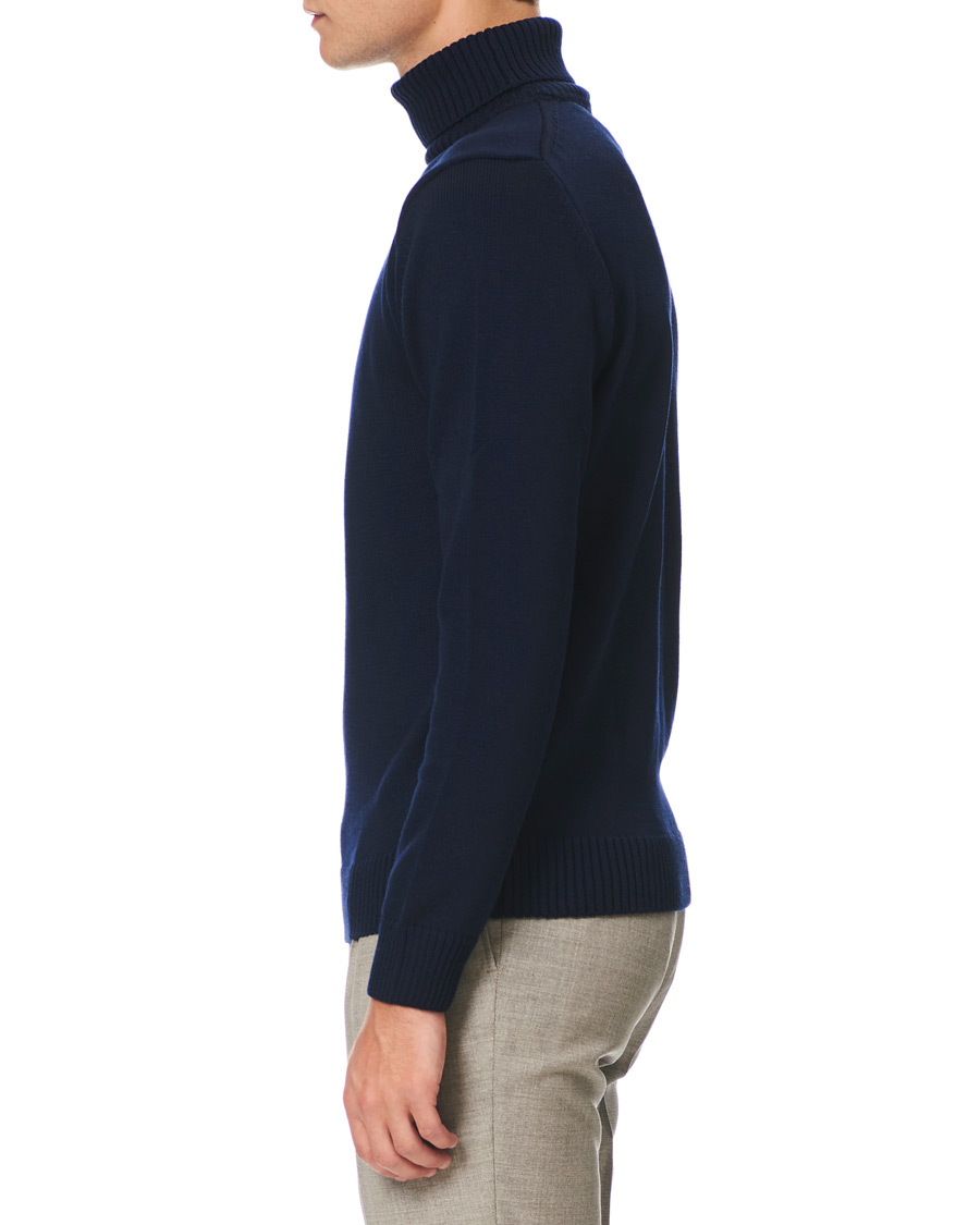 Herre | Gensere | Stenströms | Heavy Knitted Merino Rollneck Navy
