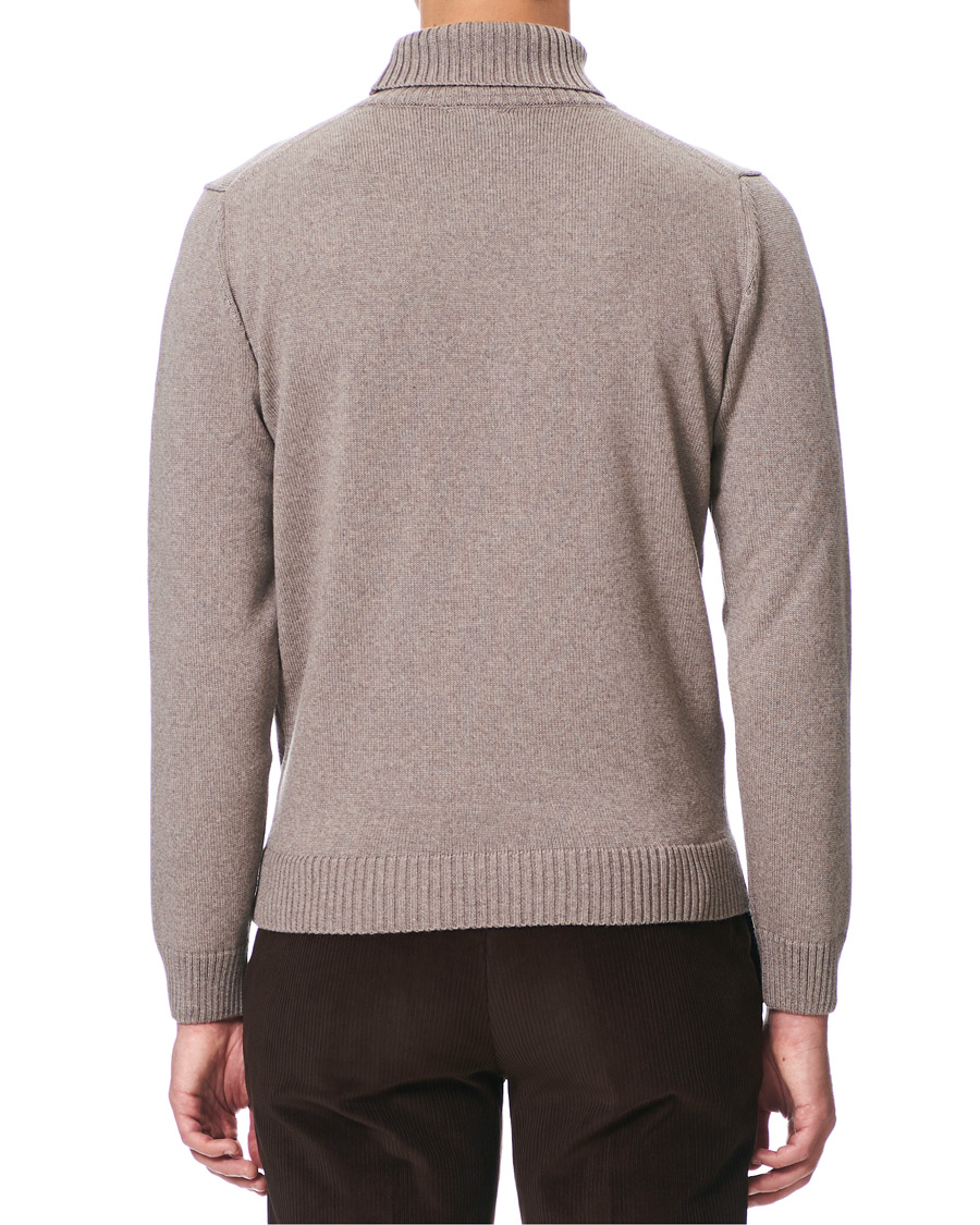Herre | Gensere | Stenströms | Heavy Knitted Merino Roll Neck Mud Brown