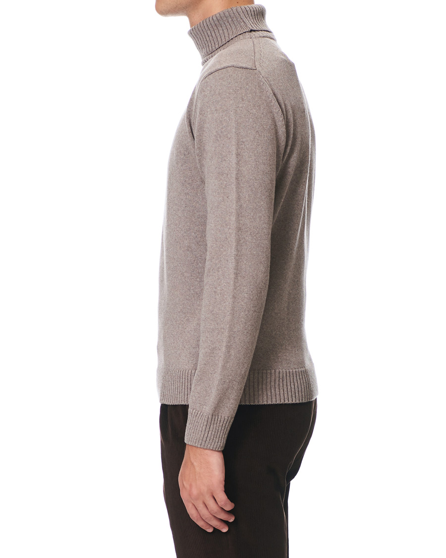 Herre | Gensere | Stenströms | Heavy Knitted Merino Roll Neck Mud Brown