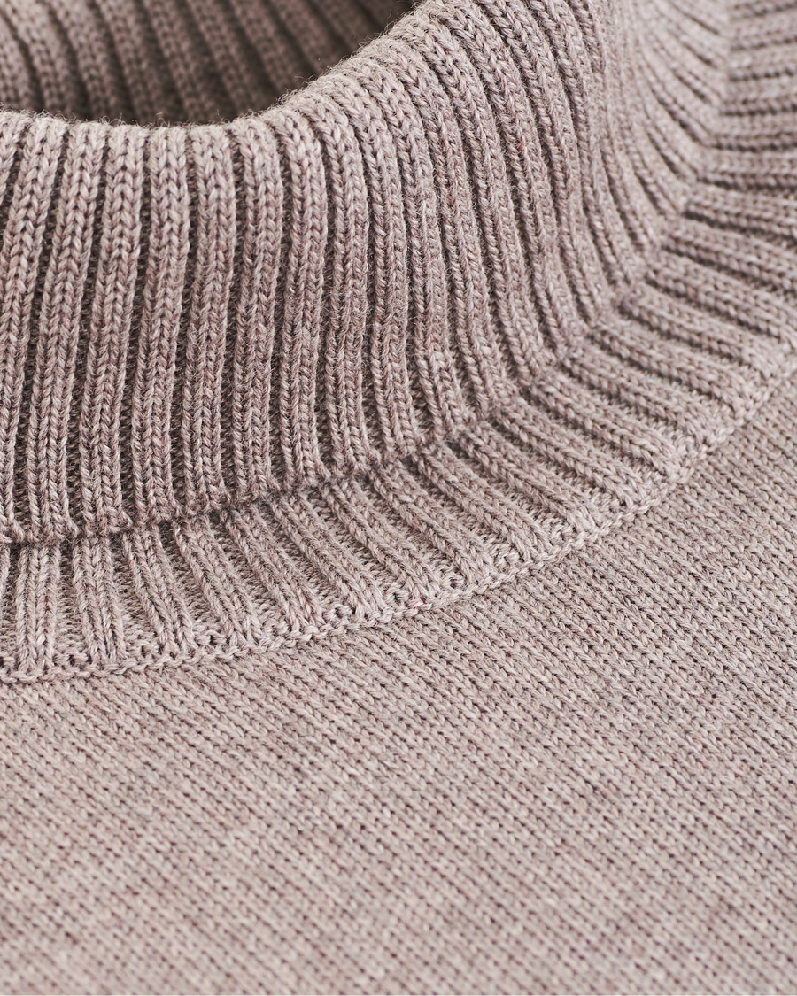 Herre | Gensere | Stenströms | Heavy Knitted Merino Roll Neck Mud Brown