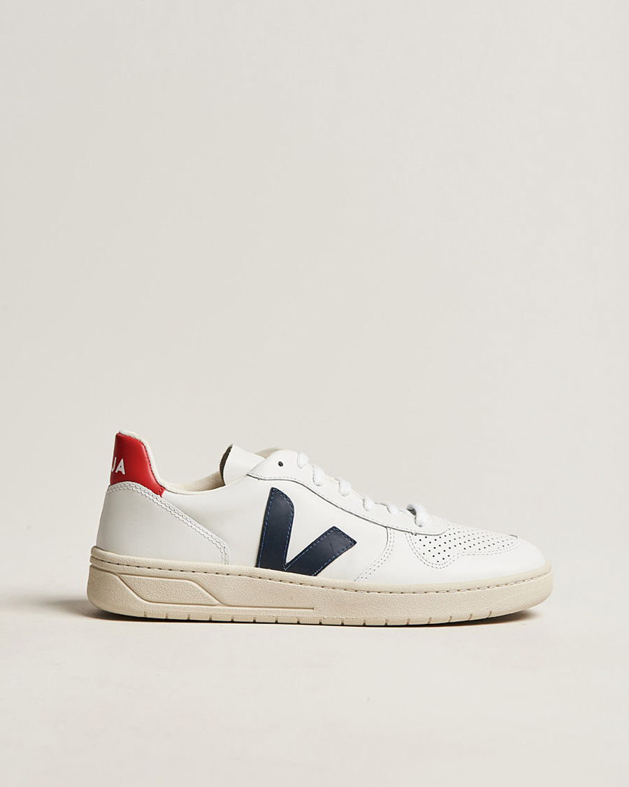 Herre | Veja V-10 Leather Sneaker White Nautico/Pekin | Veja | V-10 Leather Sneaker White Nautico/Pekin