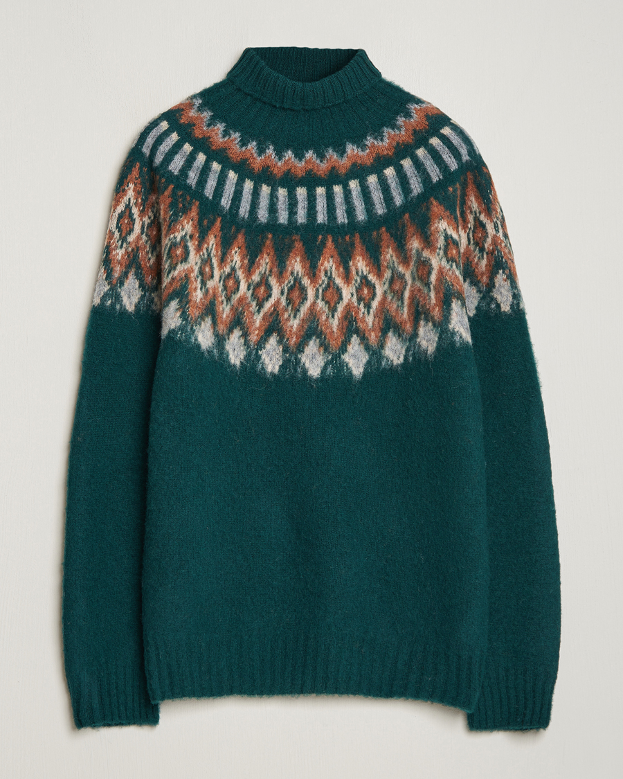 Herre | Howlin' | Howlin' | Brushed Wool Fair Isle Roll Neck Forest