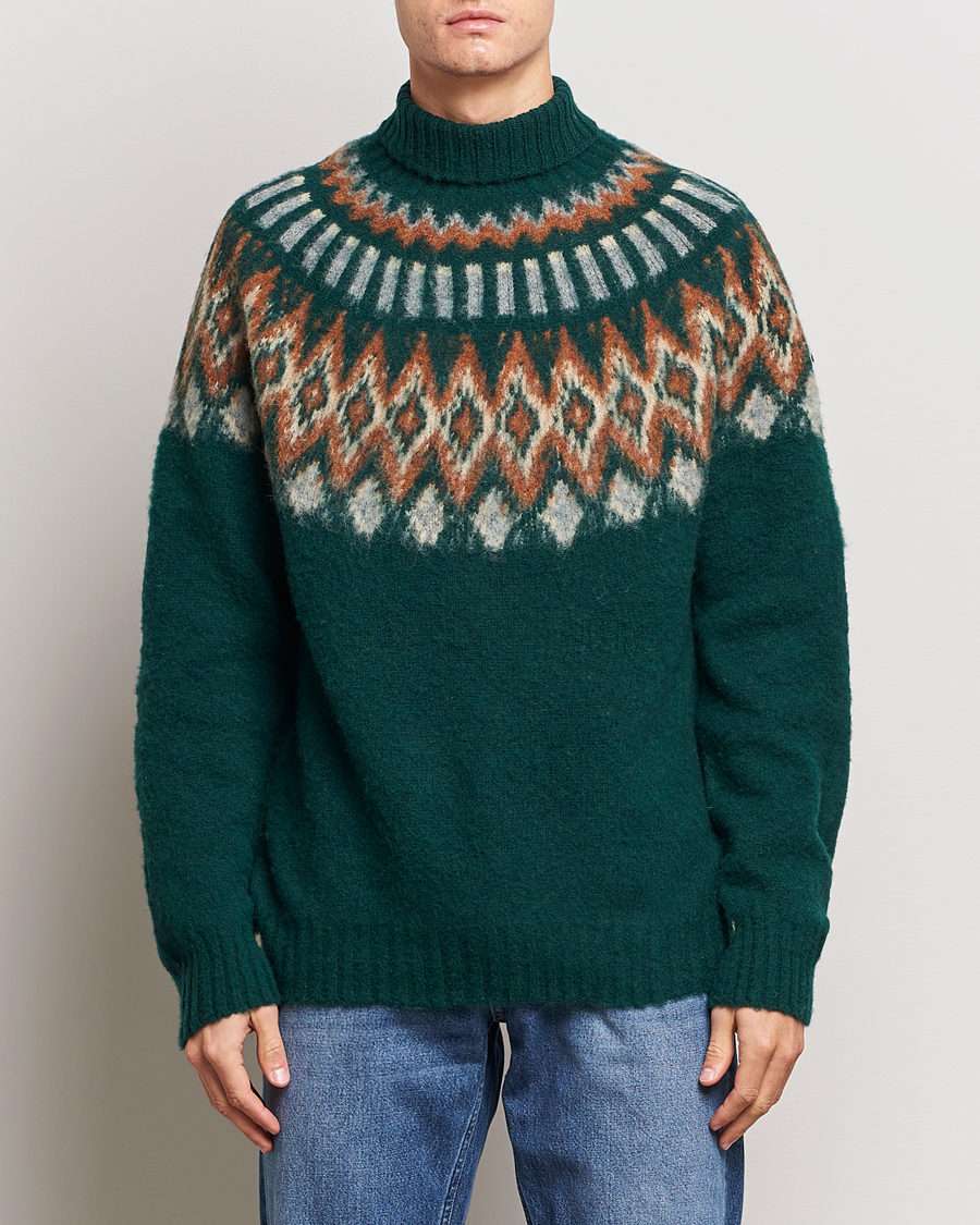 Herre | Howlin' | Howlin' | Brushed Wool Fair Isle Roll Neck Forest