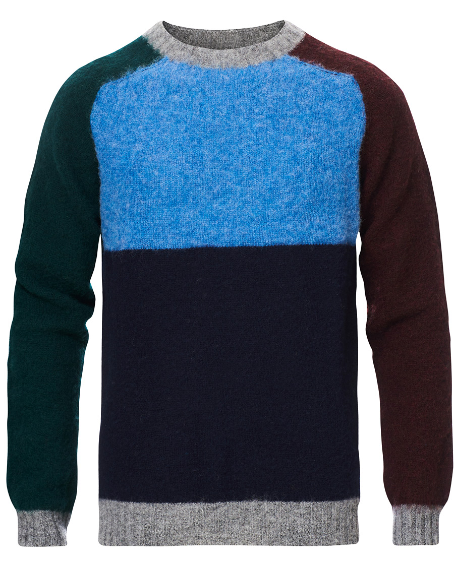 Herre | Gensere | Howlin' | Brushed Wool Colour Block Sweater Med Grey