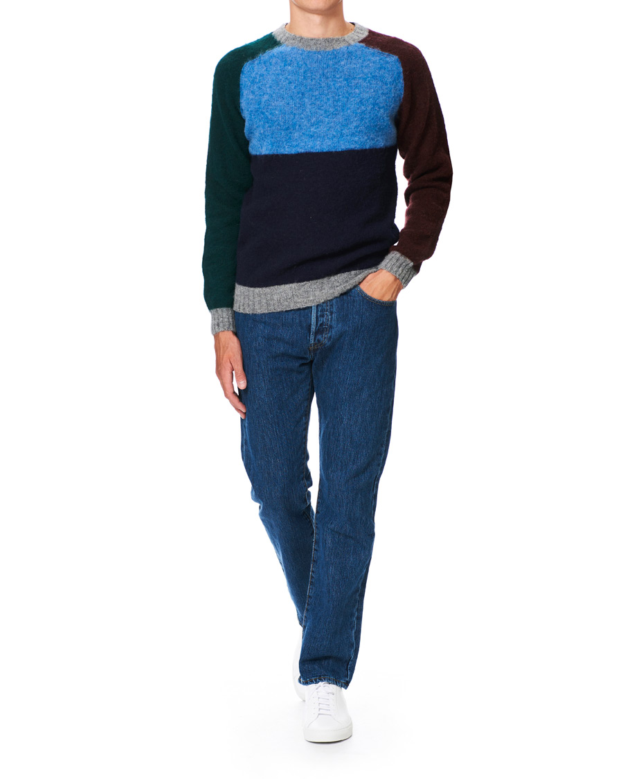 Herre | Gensere | Howlin' | Brushed Wool Colour Block Sweater Med Grey